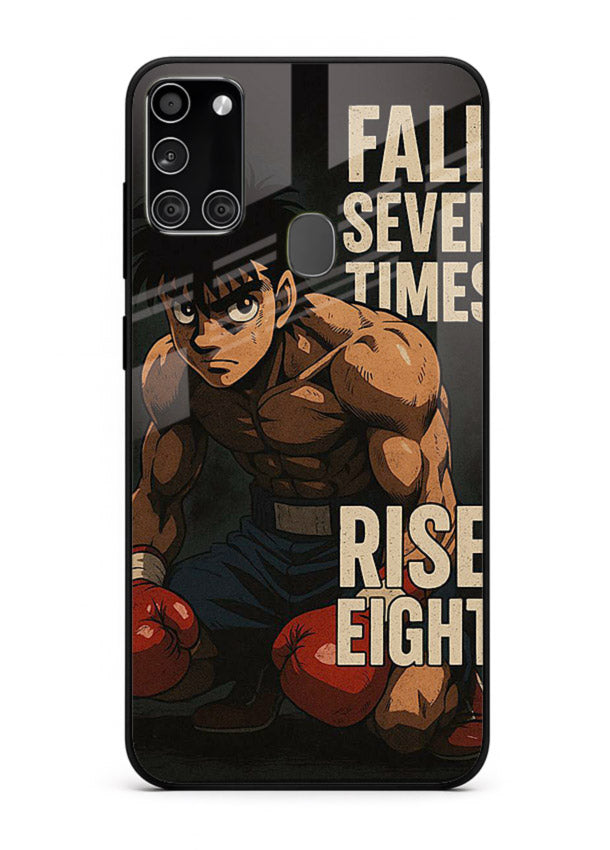 ippo punch boxing anime art Samsung A21s glass cover fighting pose strong case