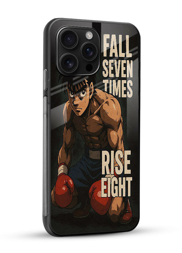 ippo punch boxing anime art glossy vibrant premium glass cover fighting pose strong case - Angle Side