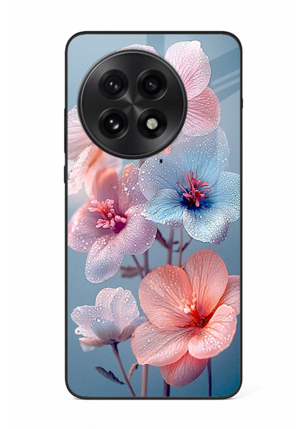 Iridescent orchid artwork on OnePlus 13 glass back cover with luminous floral tones.