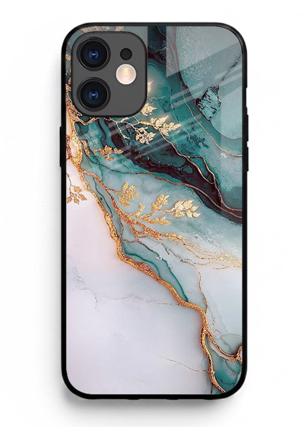 Iridescent Pastel Veins iphone 12 mini glass back cover with shimmering pastel marble texture