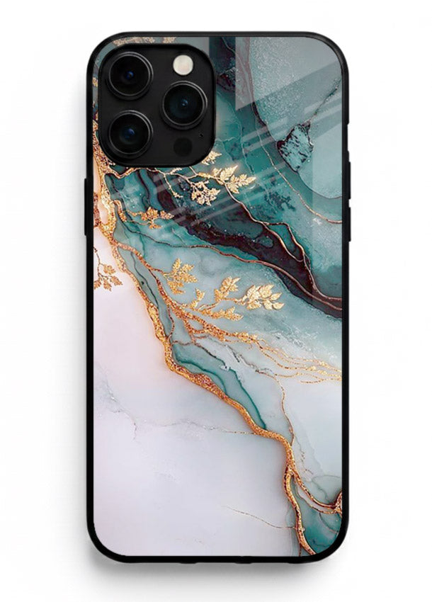 Iridescent Pastel Veins iphone 14 pro max glass back cover with shimmering pastel marble texture