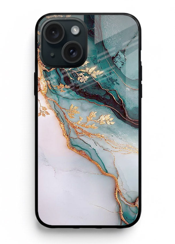 Iridescent Pastel Veins iphone 14 plus glass back cover with shimmering pastel marble texture