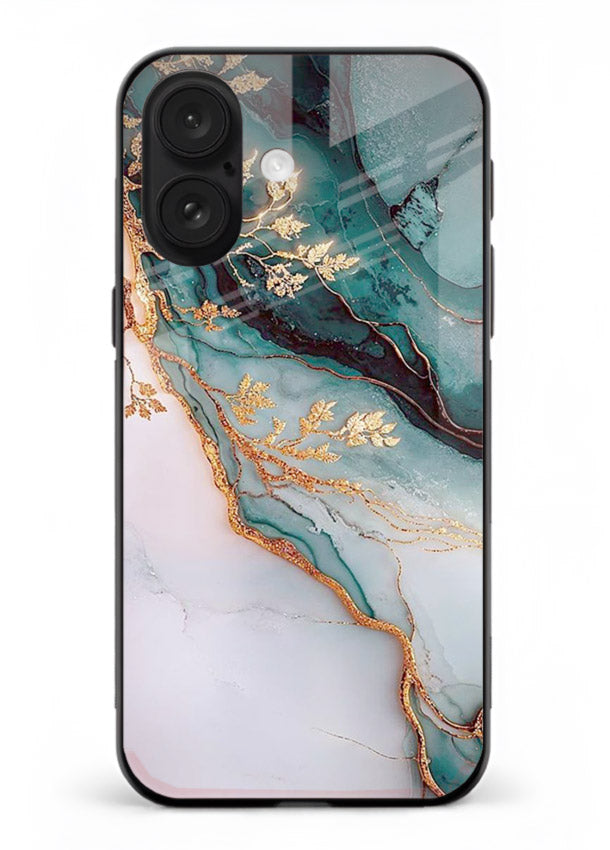 Iridescent Pastel Veins iphone 18 glass back cover with shimmering pastel marble texture