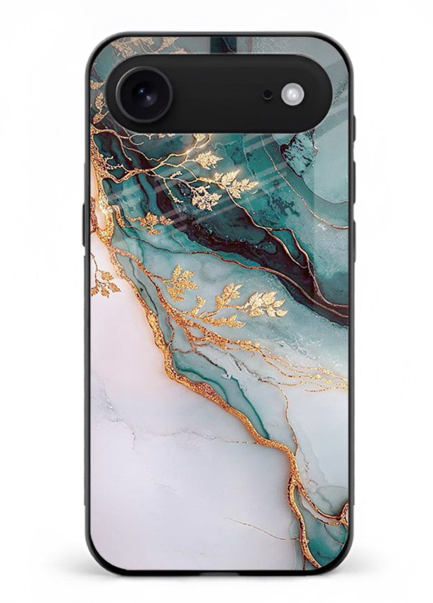 Iridescent Pastel Veins iphone 17 air glass back cover with shimmering pastel marble texture