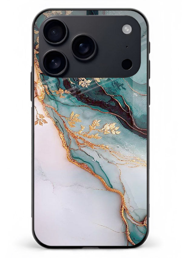Iridescent Pastel Veins iphone 17 pro max glass back cover with shimmering pastel marble texture