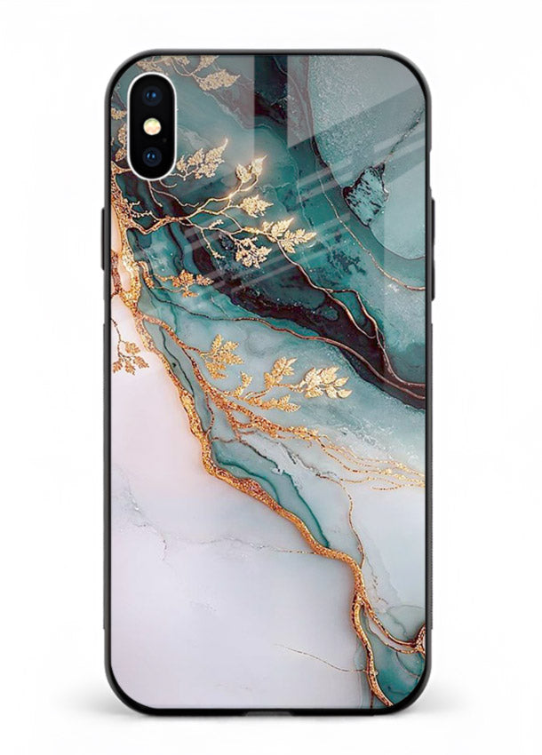 Iridescent Pastel Veins iphone xs max glass back cover with shimmering pastel marble texture