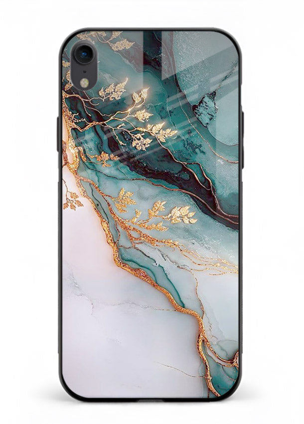 Iridescent Pastel Veins iphone xr glass back cover with shimmering pastel marble texture