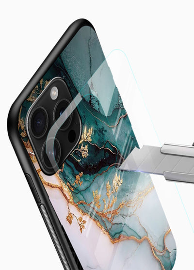 Iridescent Pastel Veins glossy vibrant premium glass back cover with shimmering pastel marble texture - Angle Blade