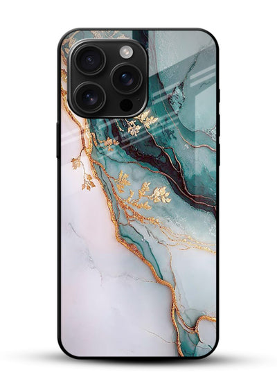 Iridescent Pastel Veins glossy vibrant premium glass back cover with shimmering pastel marble texture - Angle Front