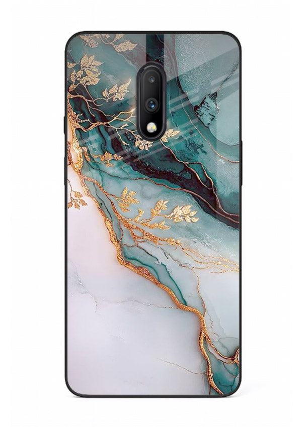 Iridescent Pastel Veins OnePlus 7 glass back cover with shimmering pastel marble texture