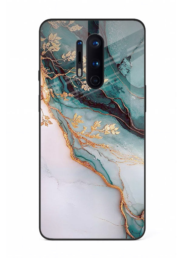 Iridescent Pastel Veins OnePlus 8 Pro glass back cover with shimmering pastel marble texture