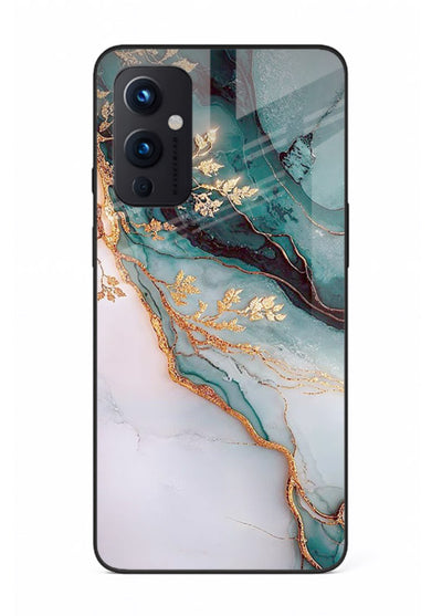 Iridescent Pastel Veins OnePlus 9 Pro glass back cover with shimmering pastel marble texture