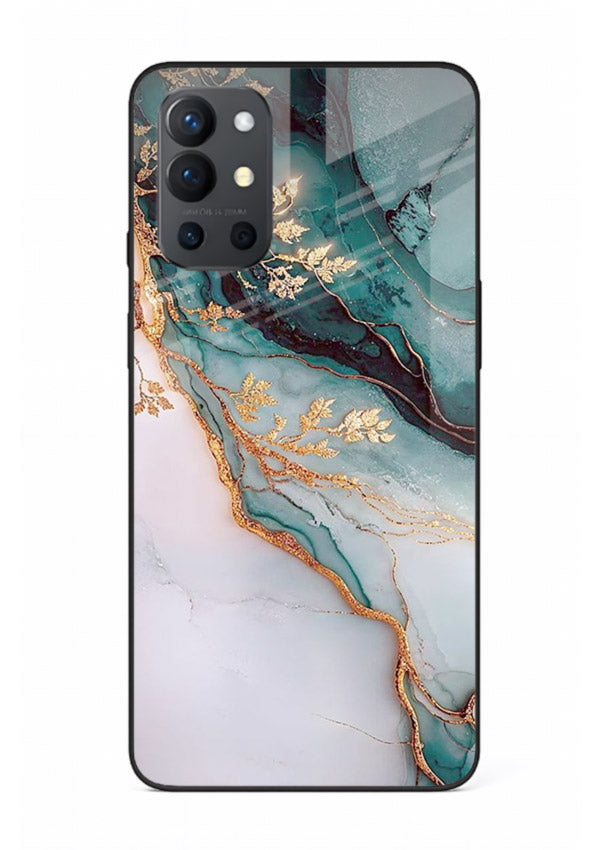 Iridescent Pastel Veins OnePlus 9R glass back cover with shimmering pastel marble texture