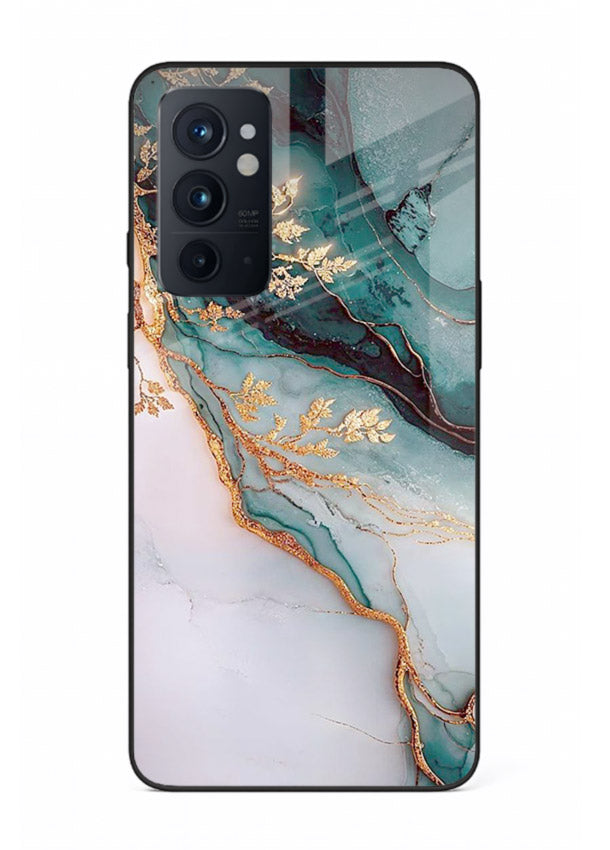 Iridescent Pastel Veins OnePlus 9RT glass back cover with shimmering pastel marble texture