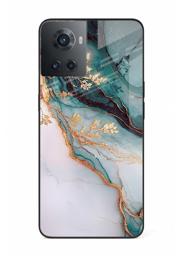 Iridescent Pastel Veins OnePlus 10R glass back cover with shimmering pastel marble texture