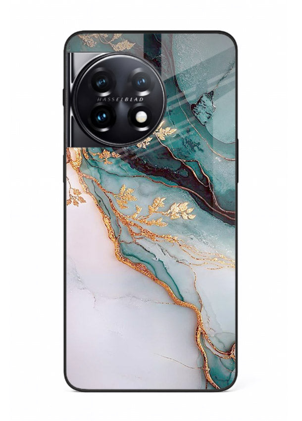 Iridescent Pastel Veins OnePlus 11R glass back cover with shimmering pastel marble texture