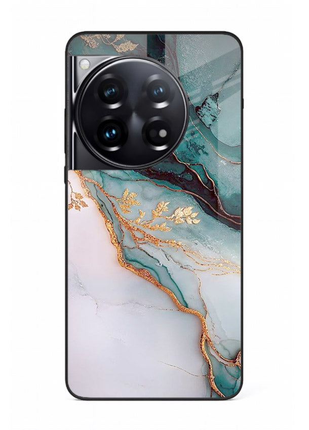Iridescent Pastel Veins OnePlus 12 glass back cover with shimmering pastel marble texture