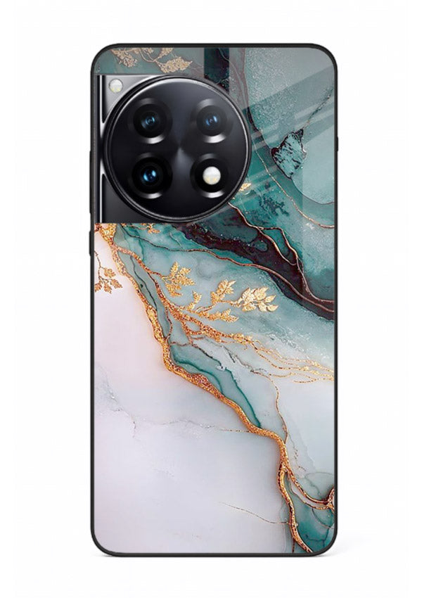 Iridescent Pastel Veins OnePlus 12R glass back cover with shimmering pastel marble texture