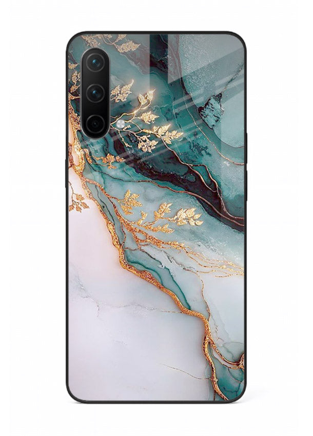 Iridescent Pastel Veins OnePlus Nord CE 5G glass back cover with shimmering pastel marble texture