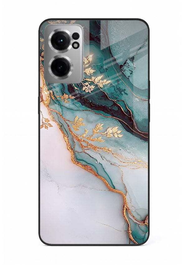 Iridescent Pastel Veins OnePlus Nord CE2 5G glass back cover with shimmering pastel marble texture