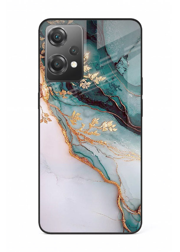Iridescent Pastel Veins OnePlus Nord CE2 Lite 5G glass back cover with shimmering pastel marble texture