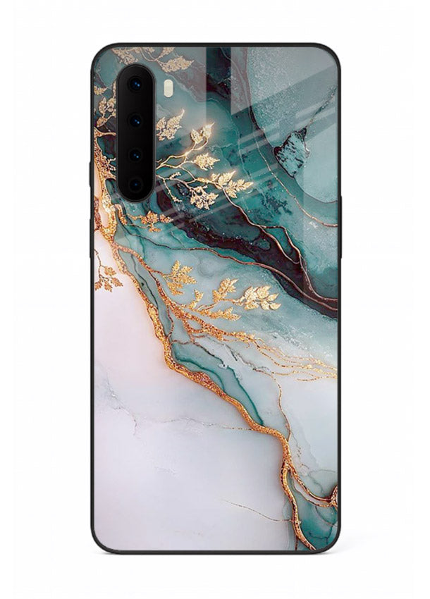 Iridescent Pastel Veins OnePlus Nord glass back cover with shimmering pastel marble texture