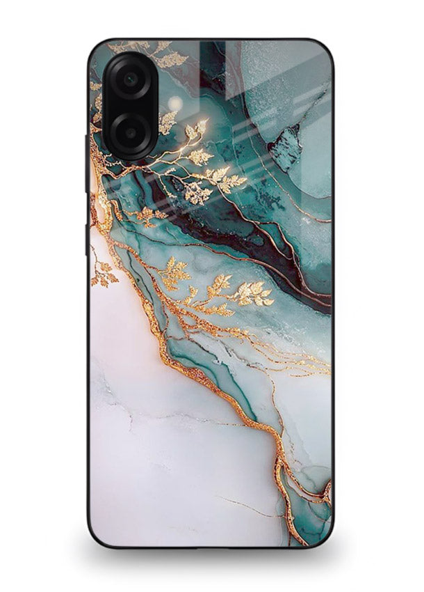 Iridescent Pastel Veins Samsung A06 5G glass back cover with shimmering pastel marble texture