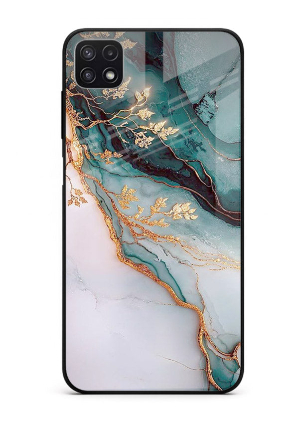 Iridescent Pastel Veins Samsung F42 5G glass back cover with shimmering pastel marble texture