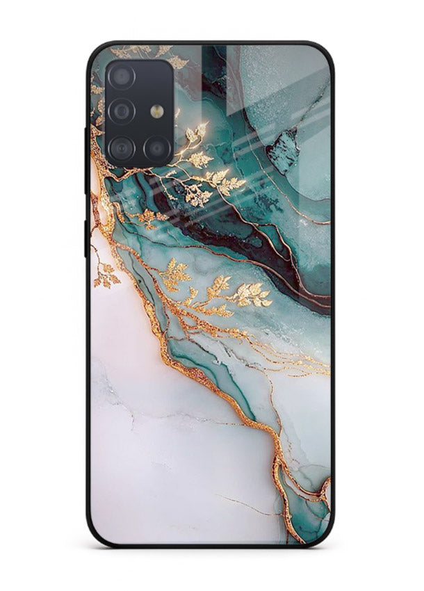 Iridescent Pastel Veins Samsung A71 glass back cover with shimmering pastel marble texture