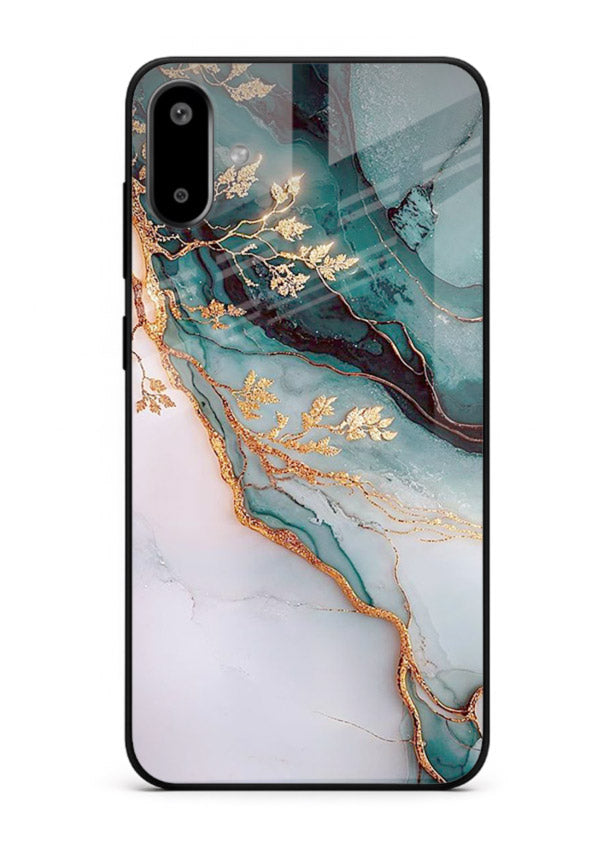 Iridescent Pastel Veins Samsung F06 5G glass back cover with shimmering pastel marble texture