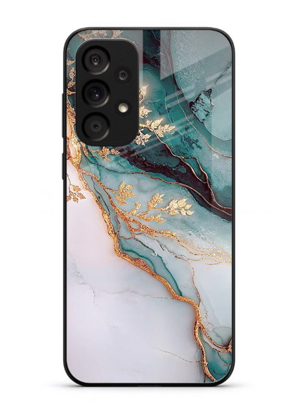 Iridescent Pastel Veins Samsung M32 5G glass back cover with shimmering pastel marble texture