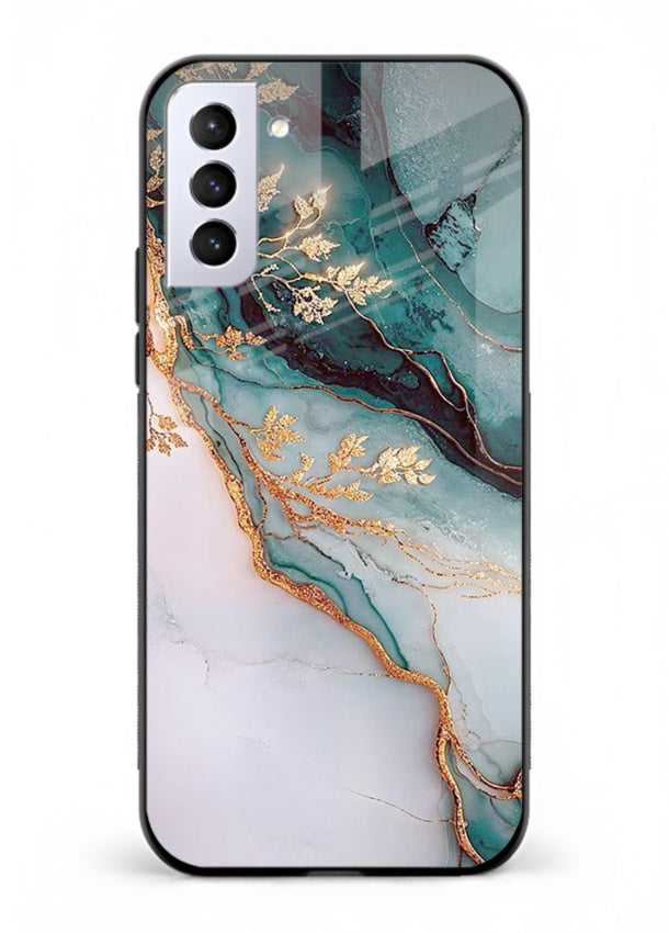 Iridescent Pastel Veins Samsung S21 Plus glass back cover with shimmering pastel marble texture