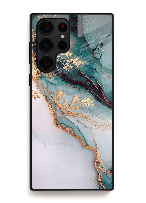 Iridescent Pastel Veins Samsung S23 Ultra glass back cover with shimmering pastel marble texture
