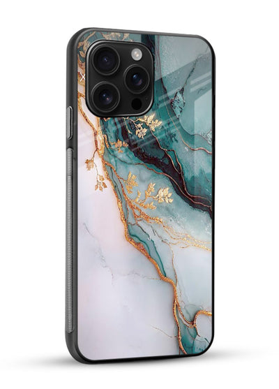 Iridescent Pastel Veins glossy vibrant premium glass back cover with shimmering pastel marble texture - Angle Side