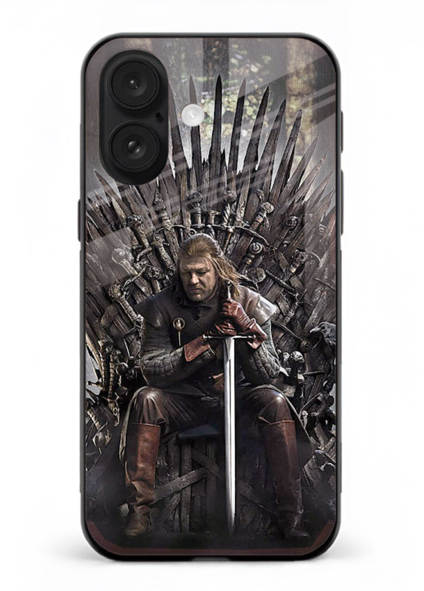 Warrior on iron throne artwork on glossy tempered glass iPhone 18 back cover