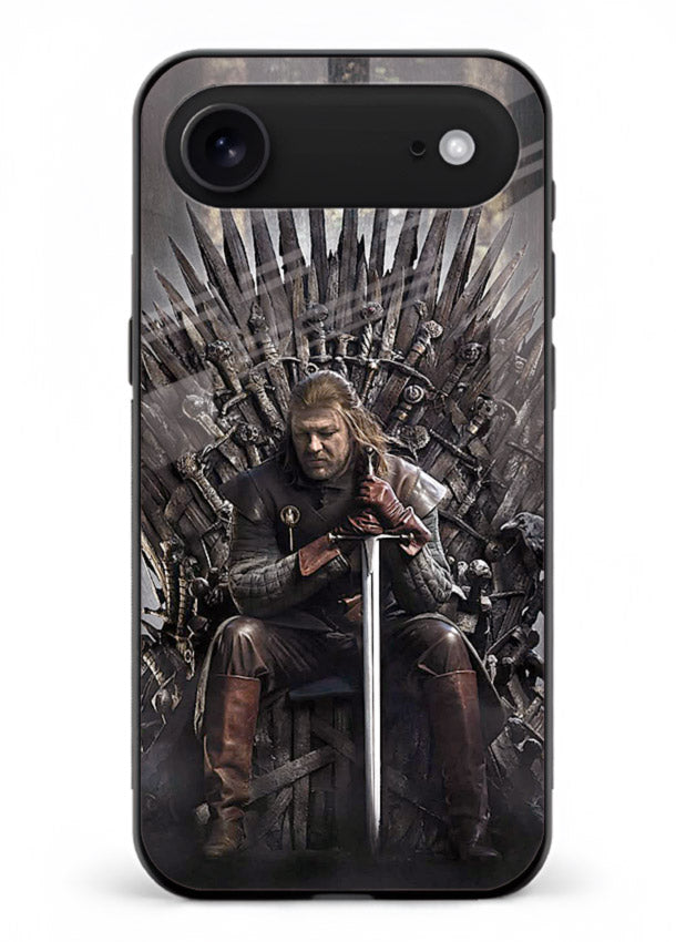 Warrior on iron throne artwork on glossy tempered glass iPhone 18 Air back cover
