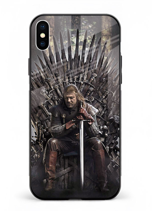 Warrior on iron throne artwork on glossy tempered glass iPhone XS Max back cover