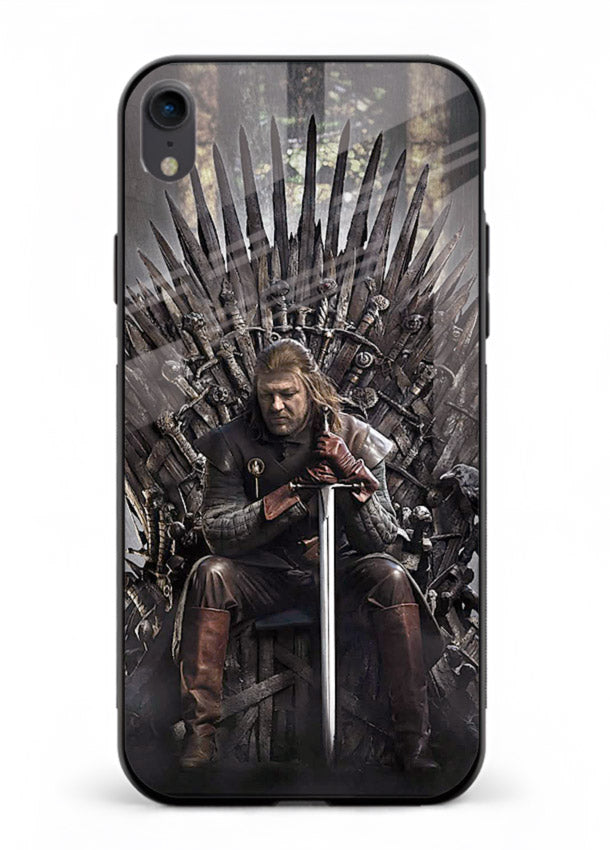 Warrior on iron throne artwork on glossy tempered glass iPhone XR back cover