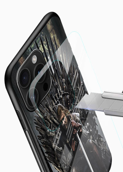 Warrior on iron throne artwork on glossy tempered glass mobile cover - 4