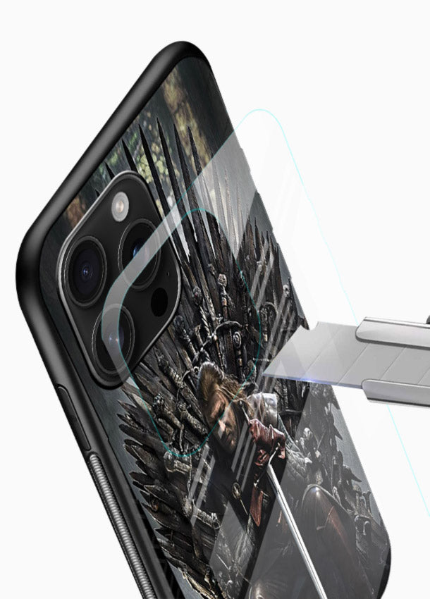 Warrior on iron throne artwork on glossy tempered glass mobile cover - 4