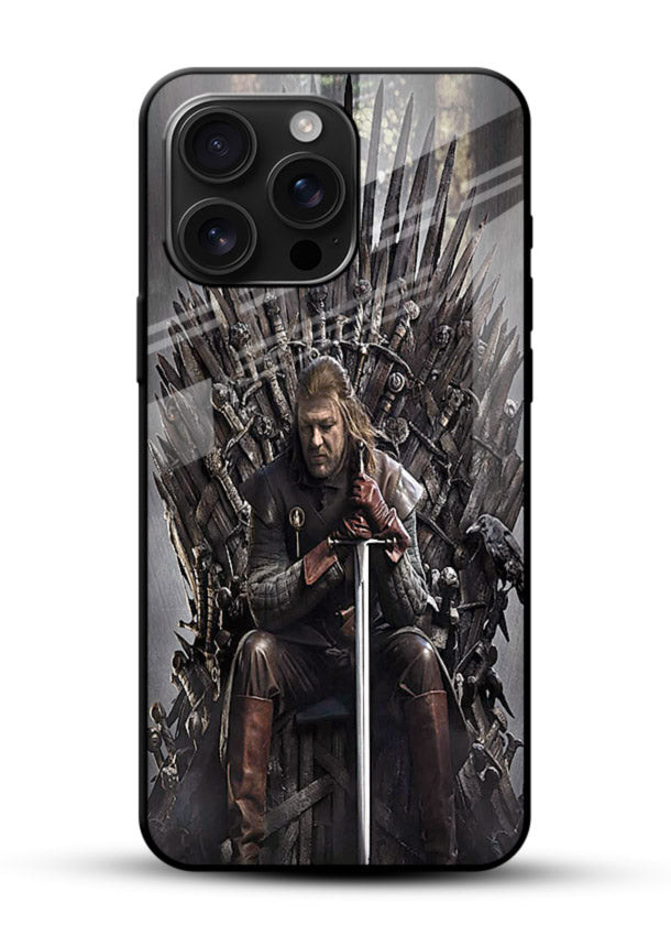 Warrior on iron throne artwork on glossy tempered glass mobile cover - 1