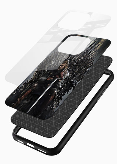Warrior on iron throne artwork on glossy tempered glass mobile cover - 3
