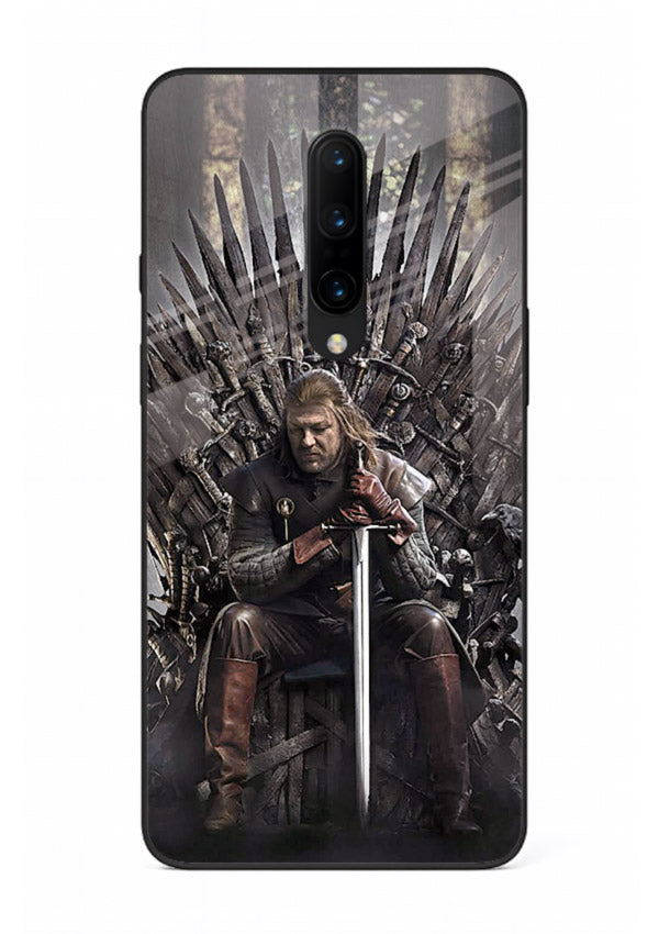 Warrior on iron throne artwork on glossy tempered glass OnePlus 8 back cover