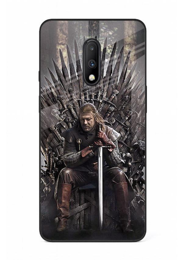 Warrior on iron throne artwork on glossy tempered glass OnePlus 7 back cover