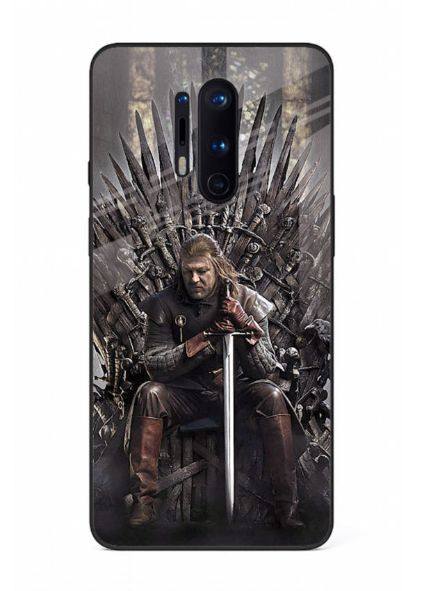 Warrior on iron throne artwork on glossy tempered glass OnePlus 8 Pro back cover