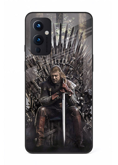 Warrior on iron throne artwork on glossy tempered glass OnePlus 9 Pro back cover