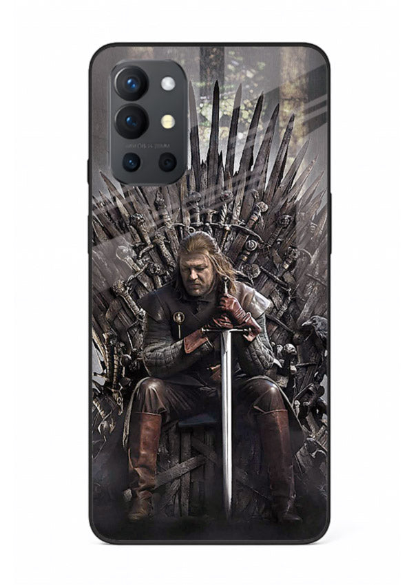 Warrior on iron throne artwork on glossy tempered glass OnePlus 9R back cover