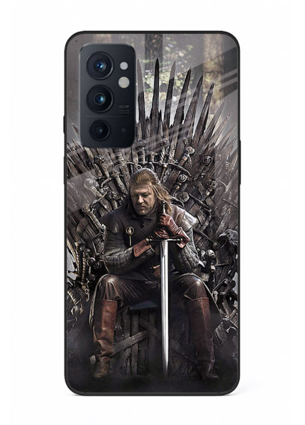 Warrior on iron throne artwork on glossy tempered glass OnePlus 9RT back cover