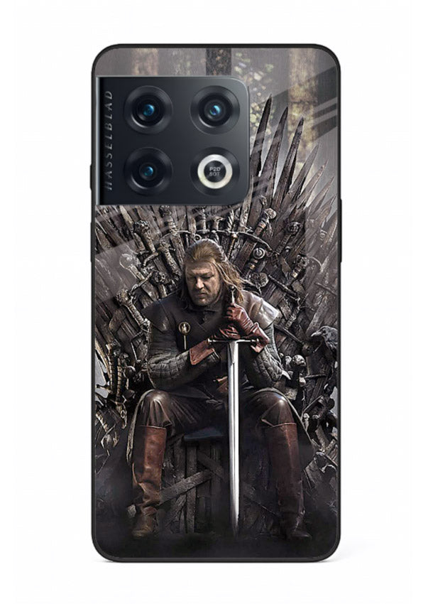Warrior on iron throne artwork on glossy tempered glass OnePlus 10 Pro back cover