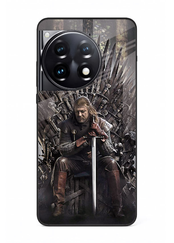 Warrior on iron throne artwork on glossy tempered glass OnePlus 12R back cover
